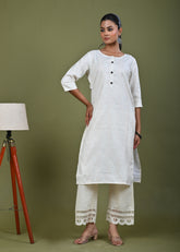 Abstract Tonal Light Printed Straight Fit Linen Kurta - Yellow