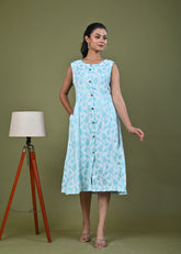 Paisley Woven A-Line Paneled Midi Dress - Green