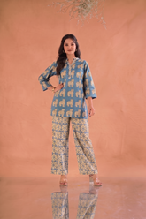 Tiger Block Printed Staight Fit Co-ord Set