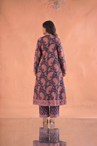 Paisley Hand Block Print Cotton Suit Set - Blue