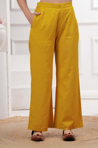 Yellow Zari Embroidered A-Line Co-ord Set - Set of 2