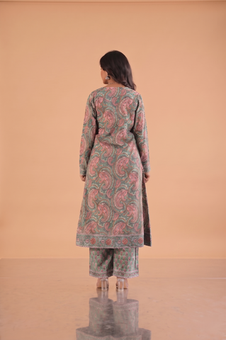 Paisley Hand Block Print Cotton Suit Set - Green