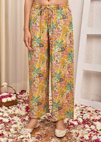 Tropical Printed Mirror Embroidered A-Line Co-ord Set - Multi
