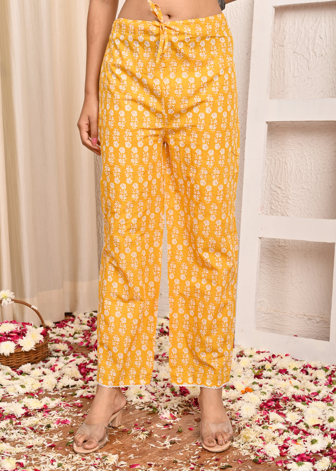 Floral Printed Printed Cotton Jacket Co-ord Set - Yellow