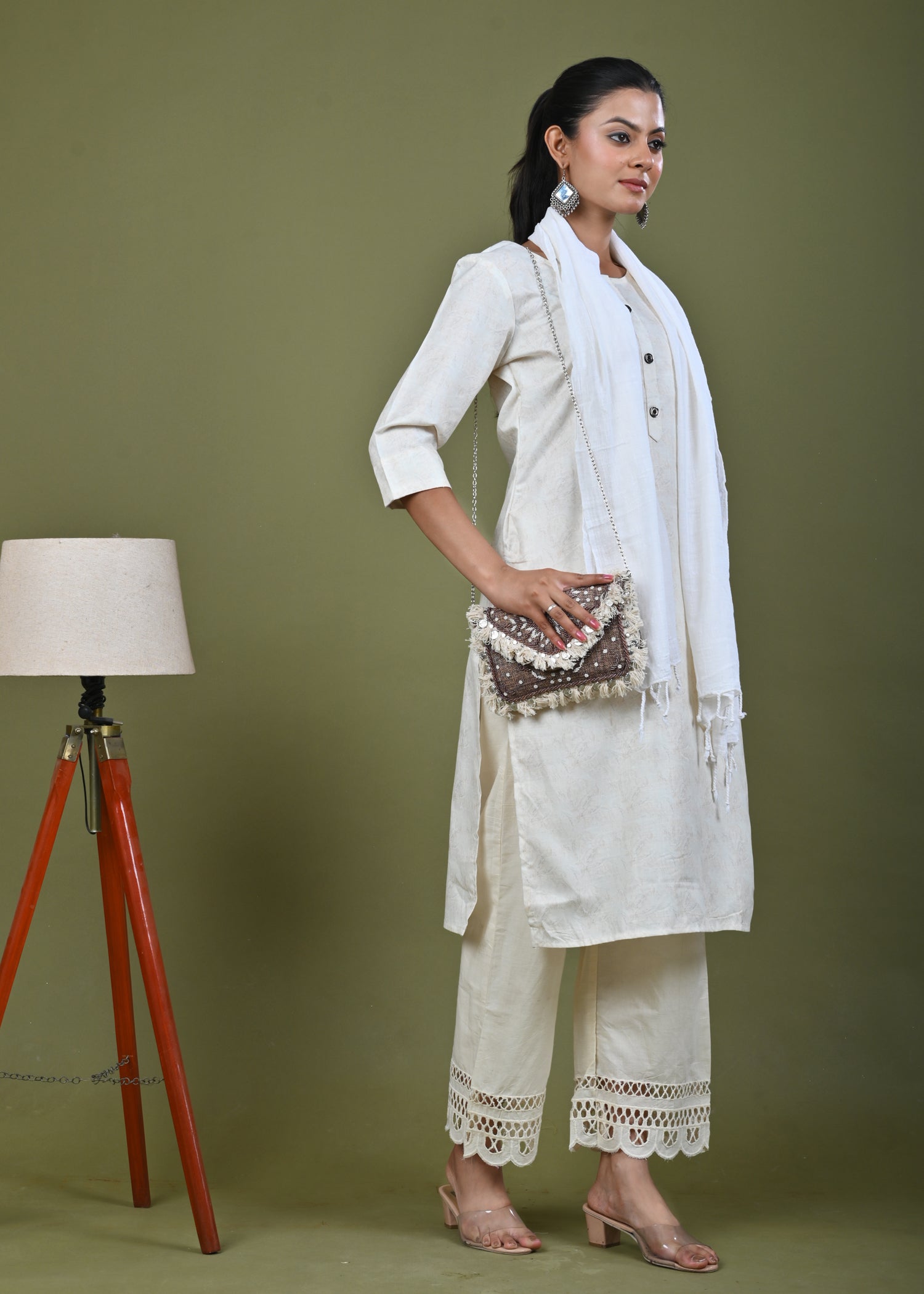 Abstract Tonal Light Printed Straight Fit Linen Kurta - Yellow