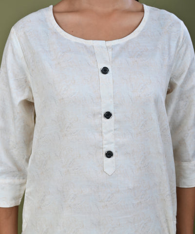 Abstract Tonal Light Printed Straight Fit Linen Kurta - Yellow