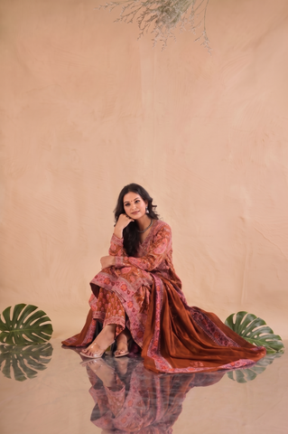 Paisley Hand Block Print Cotton Suit Set - Rust