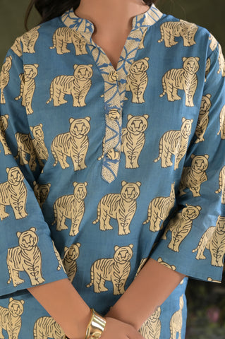 Tiger Block Printed Staight Fit Co-ord Set