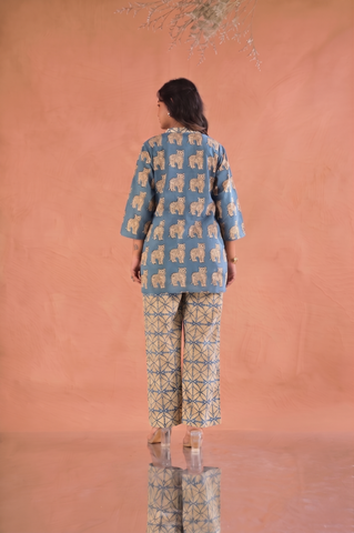 Tiger Block Printed Staight Fit Co-ord Set