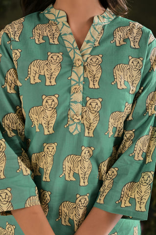 Tiger Block Printed Staight Fit Co-ord Set