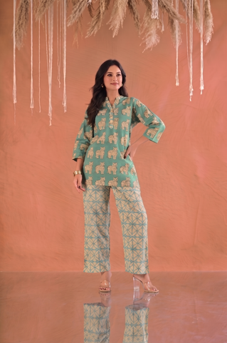 Tiger Block Printed Staight Fit Co-ord Set