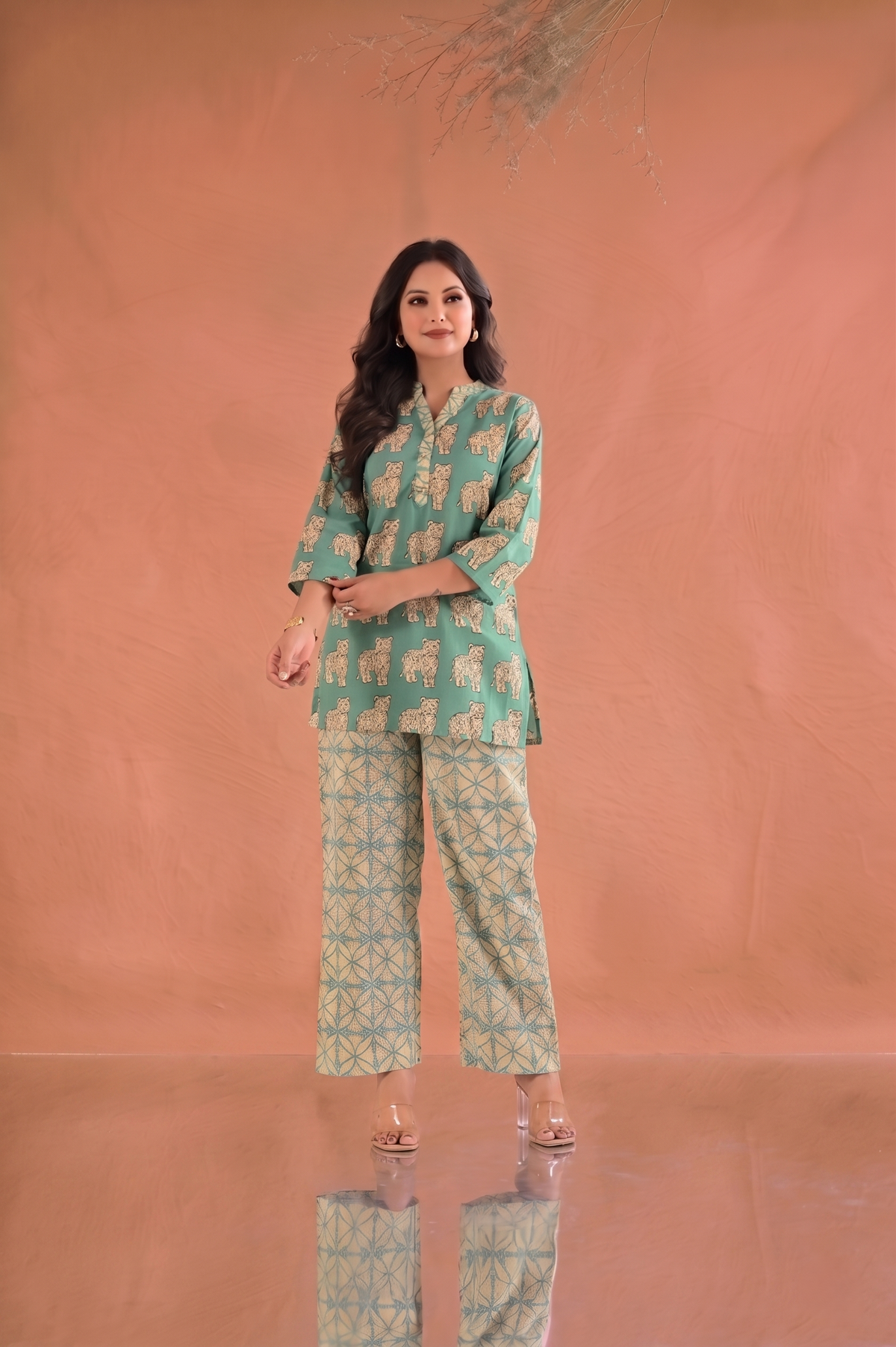 Tiger Block Printed Staight Fit Co-ord Set